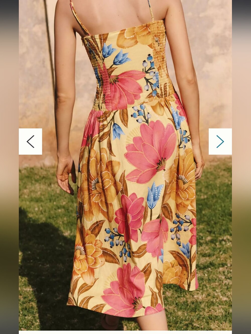 NEW Farm Rio For Anthropologie Yellow Floral Scalloped Neck DropWaist Midi Dress - Picture 3 of 15